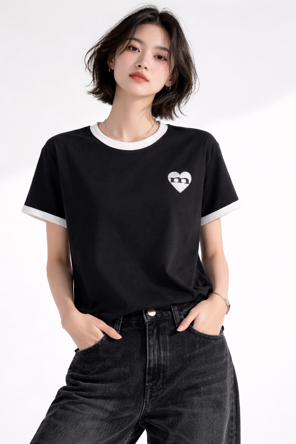 -PROUD Tee-  Black×White Rib